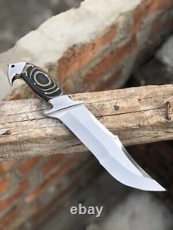 Collectible D2 Steel Fixed Blade Hunting Bowie Knife Mirror Polished w Sheath