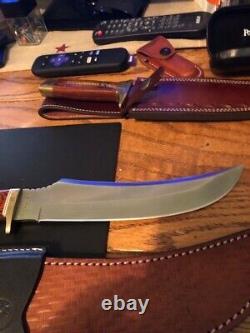 Colt Brand Rosewood 13 7/8 Fixed Blade Bowie Knife CT814 With Sheath