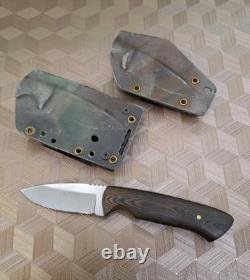 Custom 3 Blade Knife With pinned Micarta STERILE Unmarked Maybe Dozier 2 Sheath