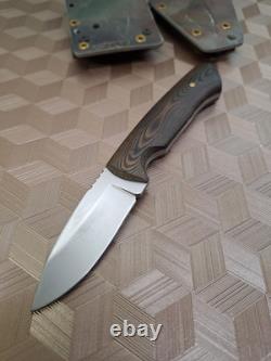 Custom 3 Blade Knife With pinned Micarta STERILE Unmarked Maybe Dozier 2 Sheath