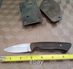 Custom 3 Blade Knife With pinned Micarta STERILE Unmarked Maybe Dozier 2 Sheath