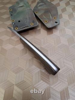 Custom 3 Blade Knife With pinned Micarta STERILE Unmarked Maybe Dozier 2 Sheath