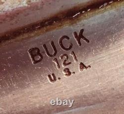 Custom Buck 121 Fixed Blade Knife 1972-86 USA Crown Stag Handle Nylon Sheath