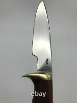 Custom Clyde Fischer Drop Point Hunter Wood Handle Boot Knife with Sheath 8-5/8