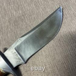 Custom D. K. Knives USA, 1095, Damascus Bolster, Micarta Handle, Custom Sheath