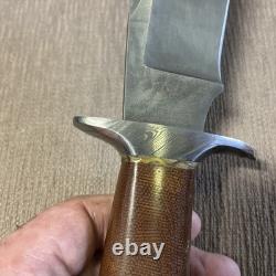 Custom D. K. Knives USA, 1095, Damascus Bolster, Micarta Handle, Custom Sheath