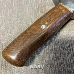 Custom D. K. Knives USA, 1095, Damascus Bolster, Micarta Handle, Custom Sheath