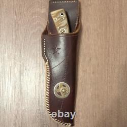 Custom Damascus Blade with Sheep Horn Handle, Custom Beveling & Sheath Made In TX
