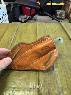 Custom Fixed Blade Knife 6.25 Green Handle with Ken Amen Tooled Leat