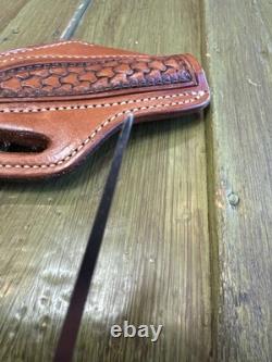Custom Fixed Blade Knife 6.25 Green Handle with Ken Amen Tooled Leat