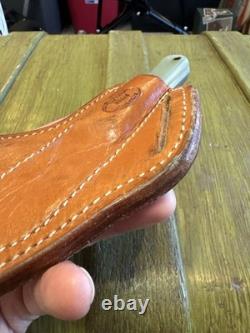Custom Fixed Blade Knife 6.25 Green Handle with Ken Amen Tooled Leat