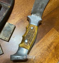 Custom Hand Made R. H. RUANA Large S Stamped Hunting Knife with Sheath Rare