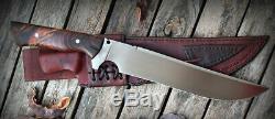 Custom Handmade D-2 Tool Steel Burl Wood Hunting Bowie Knife With Leather Sheath