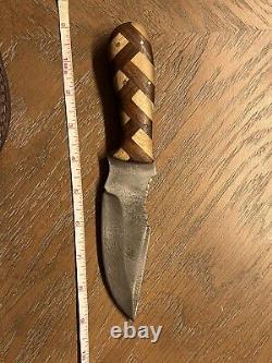 Custom Handmade Forged Damascus Steel HUNTING Knife Natural Wood & Brass Pins
