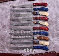 Custom Handmade Lot Of 20 Pcs Fillet Knife With Leather Sheath 13'' Hand Forged