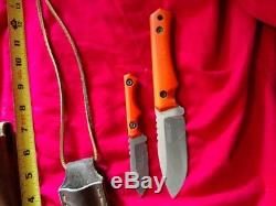 Custom KNIFE set. Knives Gravelle hunting camping survival Bushcraft orange G10