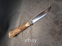 Custom Kabar 1205 Stag Antler Handle Hunting Knife