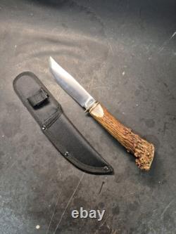 Custom Kabar 1205 Stag Antler Handle Hunting Knife