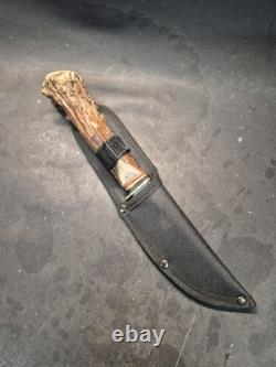 Custom Kabar 1205 Stag Antler Handle Hunting Knife