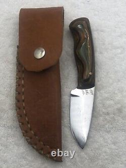 Custom Made Drop Point Fixed Blade Made In 1992 Full Tang With Leather Sheath