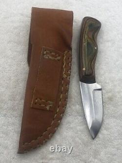 Custom Made Drop Point Fixed Blade Made In 1992 Full Tang With Leather Sheath