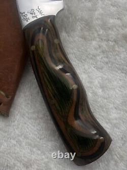 Custom Made Drop Point Fixed Blade Made In 1992 Full Tang With Leather Sheath