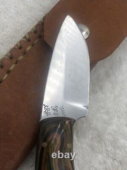 Custom Made Drop Point Fixed Blade Made In 1992 Full Tang With Leather Sheath