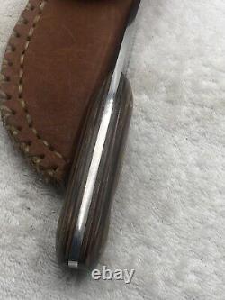 Custom Made Drop Point Fixed Blade Made In 1992 Full Tang With Leather Sheath