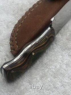 Custom Made Drop Point Fixed Blade Made In 1992 Full Tang With Leather Sheath