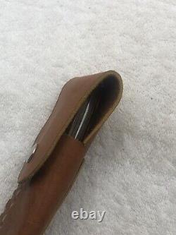 Custom Made Drop Point Fixed Blade Made In 1992 Full Tang With Leather Sheath