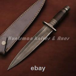 Custom Made Hand Forged Aged Arkansas Toothpick DAGGER withLeather Stacked Handle