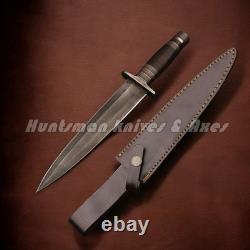 Custom Made Hand Forged Aged Arkansas Toothpick DAGGER withLeather Stacked Handle