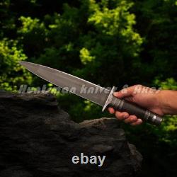 Custom Made Hand Forged Aged Arkansas Toothpick DAGGER withLeather Stacked Handle