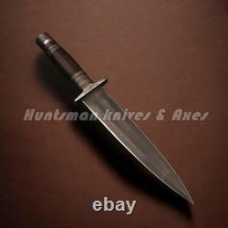 Custom Made Hand Forged Aged Arkansas Toothpick DAGGER withLeather Stacked Handle