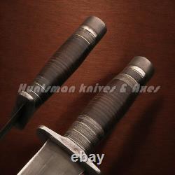 Custom Made Hand Forged Aged Arkansas Toothpick DAGGER withLeather Stacked Handle