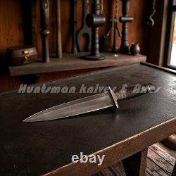 Custom Made Hand Forged Aged Arkansas Toothpick DAGGER withLeather Stacked Handle