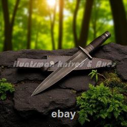 Custom Made Hand Forged Aged Arkansas Toothpick DAGGER withLeather Stacked Handle