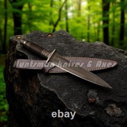 Custom Made Hand Forged Aged Arkansas Toothpick DAGGER withLeather Stacked Handle