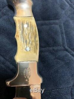 Custom R. H. RUANA CUSTOM MODEL M STAG KNIFE STAMP-ELK-SHEATH-1962-1983 US Made