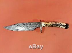 Custom Stek Damascus Hunting Knife withStag Handle