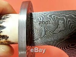 Custom Stek Damascus Hunting Knife withStag Handle