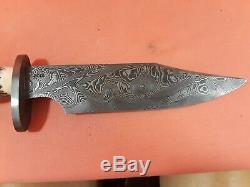 Custom Stek Damascus Hunting Knife withStag Handle