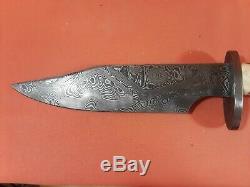 Custom Stek Damascus Hunting Knife withStag Handle