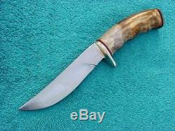 Custom Virgil Campbell Moose Pass Alaska Hunting Knife Fossil Bone 6 Irbi