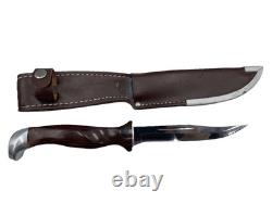 Cutco 1069 Serrated Fixed Blade Hunting Knife Leather Sheath Factory Sharpened