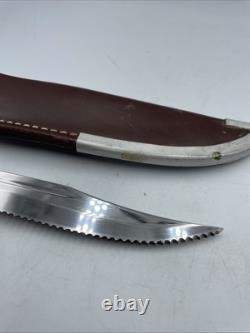 Cutco 1069 Serrated Fixed Blade Hunting Knife Leather Sheath Factory Sharpened