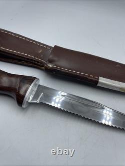 Cutco 1069 Serrated Fixed Blade Hunting Knife Leather Sheath Factory Sharpened