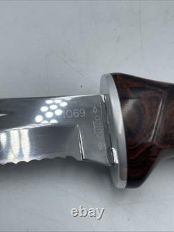 Cutco 1069 Serrated Fixed Blade Hunting Knife Leather Sheath Factory Sharpened