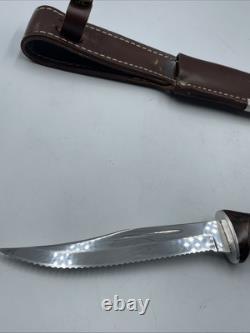 Cutco 1069 Serrated Fixed Blade Hunting Knife Leather Sheath Factory Sharpened