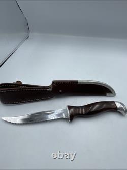 Cutco 1069 Serrated Fixed Blade Hunting Knife Leather Sheath Factory Sharpened